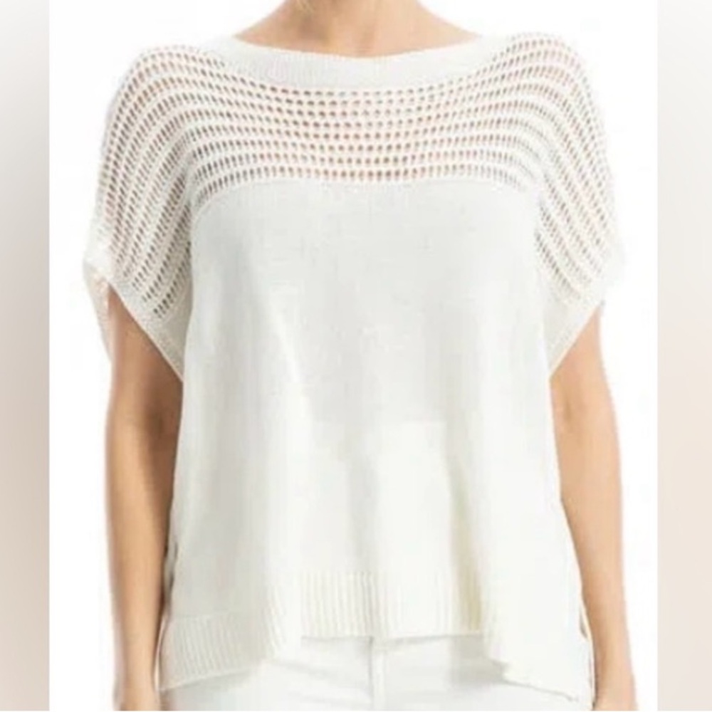 🟤NWT! MAX STUDIO Plus Open Weave Dolman Linen/Tencel Blend Sweater in Ivory 1X